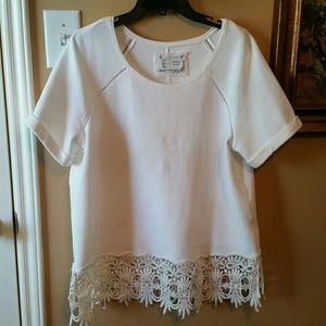 Antropologie White Laced Tee